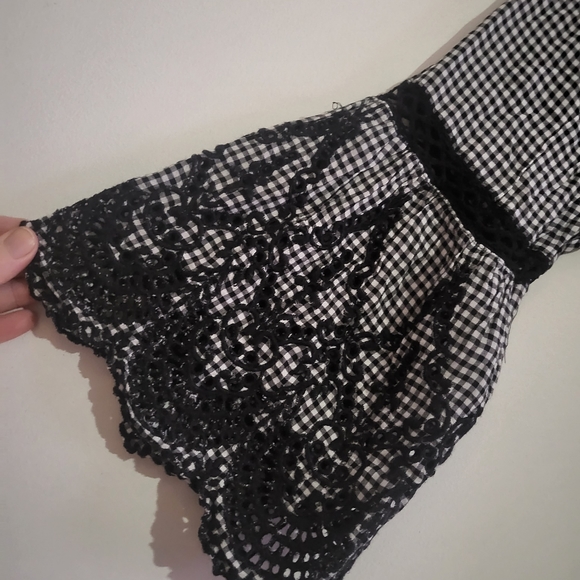 City Chic Boho Check Lace Off the Shoulder Top XL 22 - Picture 2 of 5